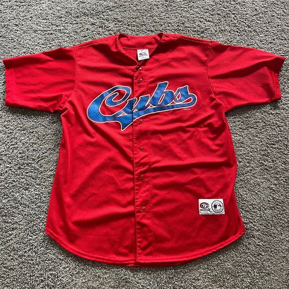 Vintage 2002 Chicago Cubs Baseball Jersey True Fan Red Mesh Button Up Men’s L - Picture 1 of 8